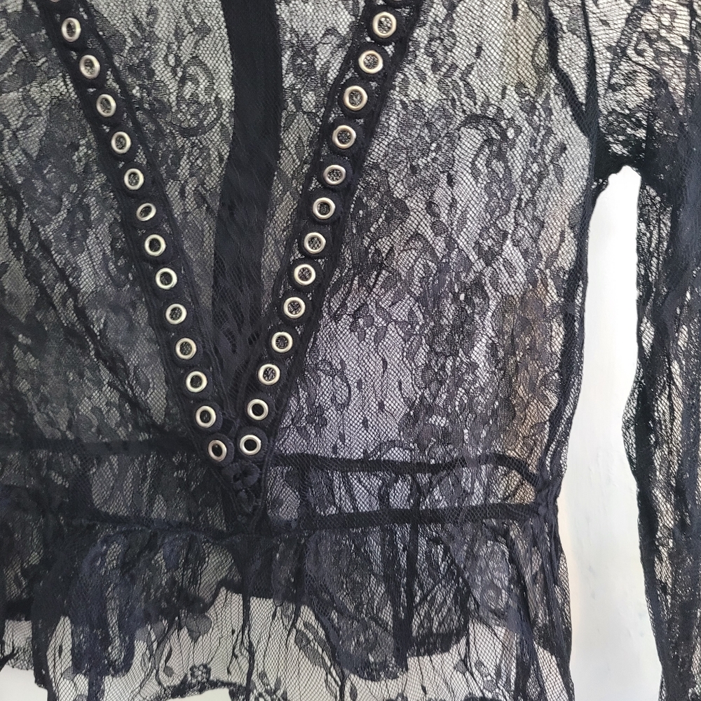 Sheer lace black top - Picture 10 of 14